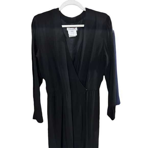 Yves Saint Laurent Vintage Asymmetric Plunging Maxi Dress Women’s Black Size 10 - Picture 8 of 8